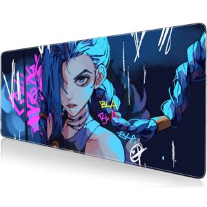 Jinx Gaming Mouse Pad – Large 30×80cm Anti-Slip Desk Mat | League-Inspired RGB Art Design for Gamers & Workstations