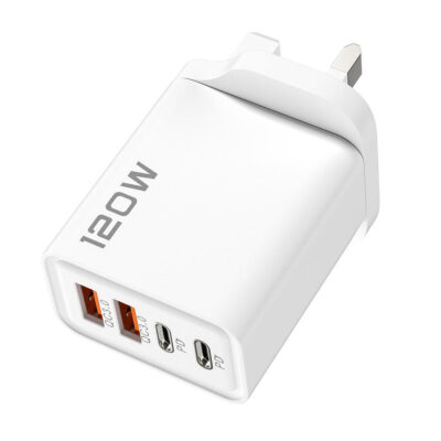 120w fast charging pd wall adapter – 4 port type c & usb charger for iphone, samsung & laptops