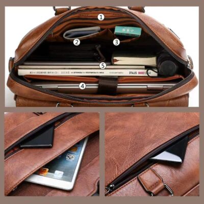 men’s pu leather business bag – premium laptop & office shoulder bag