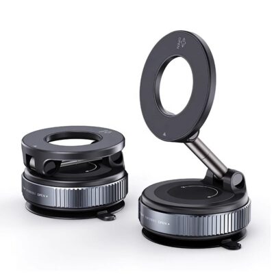 2025 magnetic aluminum phone holder – foldable alloy mount with strong suction base for desk, wall, car & dashboard use