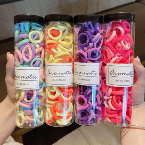 colorful high elastic hair bands for girls | soft towel ponytail rings | no damage rubber bands for daily use