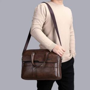 men’s pu leather business bag – premium laptop & office shoulder bag