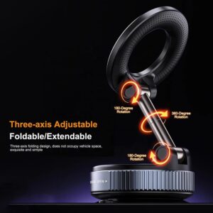 2025 magnetic aluminum phone holder – foldable alloy mount with strong suction base for desk, wall, car & dashboard use