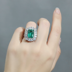 luxury emerald cut vintage halo zircon ring for women