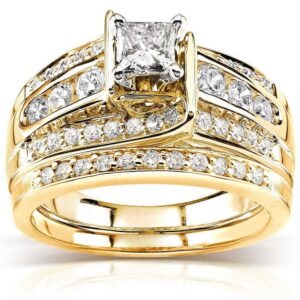luxury 18k gold plated zircon engagement ring set for women