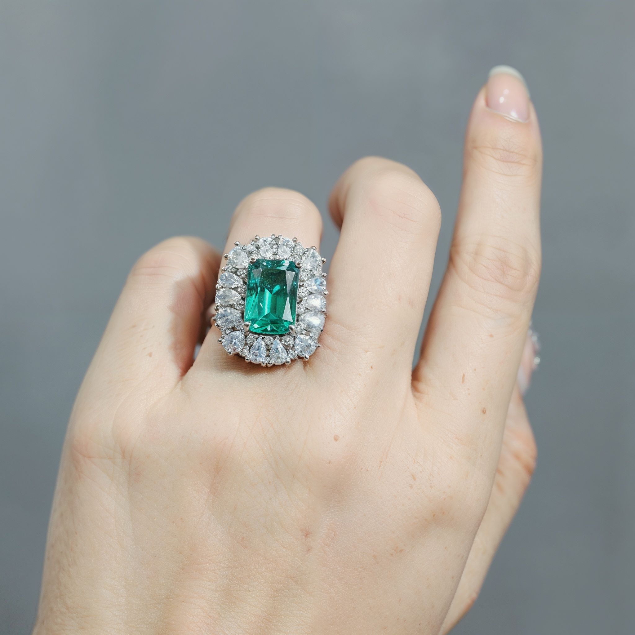 enchanted zircon verdant halo ring – where elegance meets eternity