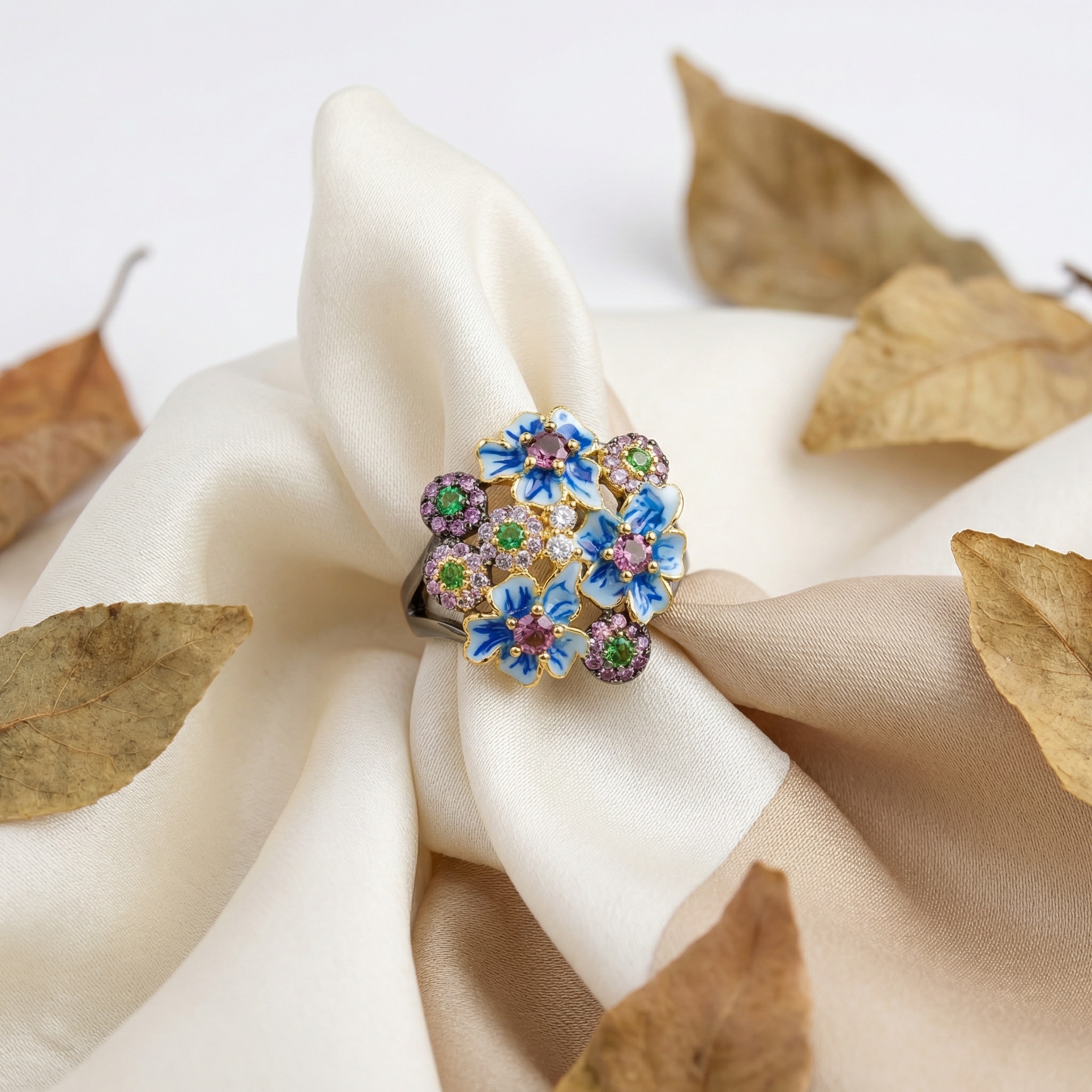 blossom zircon aurora ring – where elegance unfolds in every petal