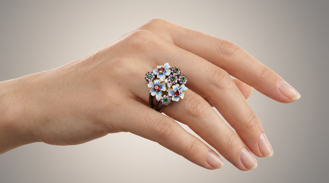 blossom zircon aurora ring – where elegance unfolds in every petal