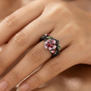 🌺 crimson bloom heirloom ring