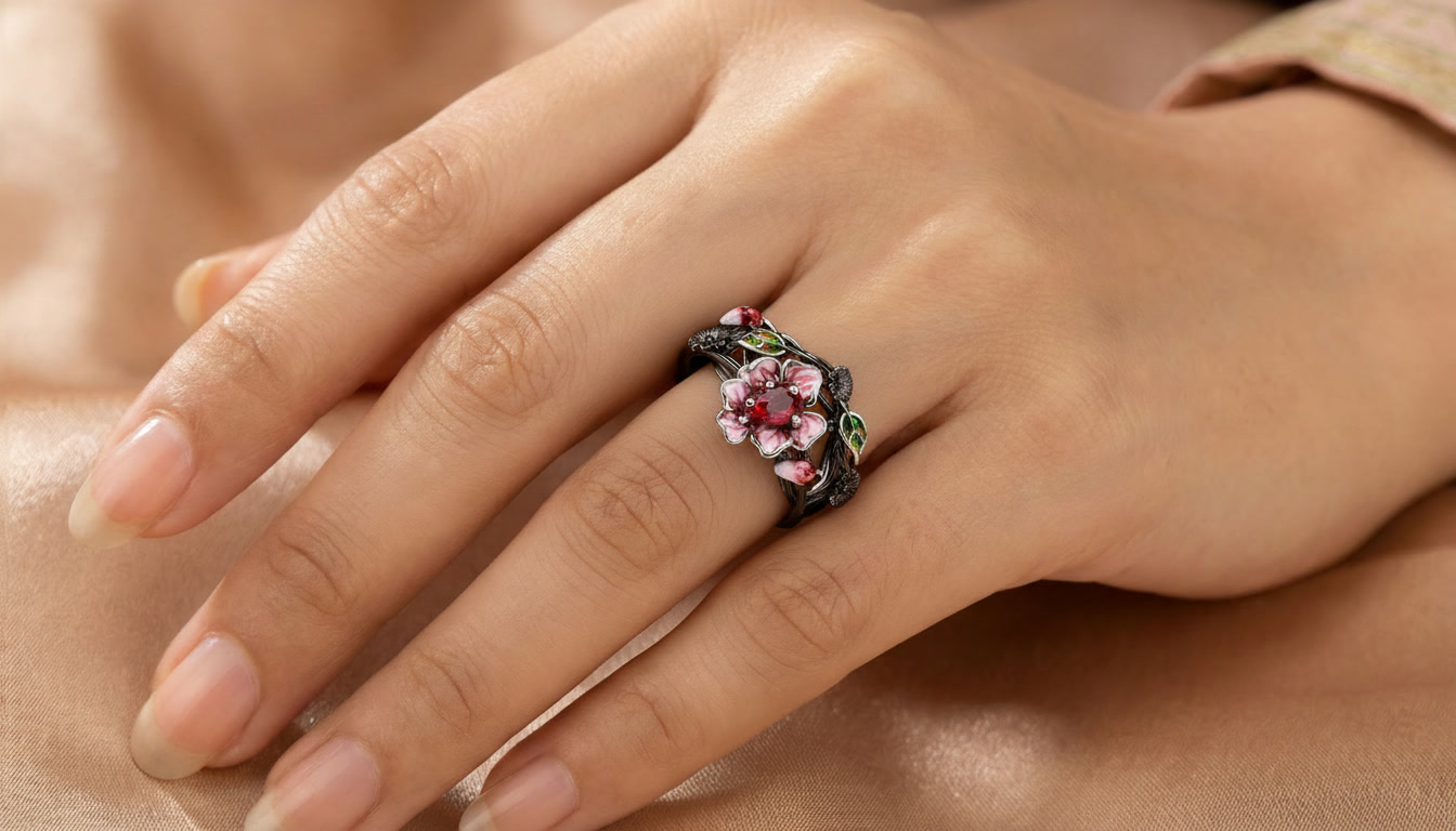 🌺 crimson bloom heirloom ring