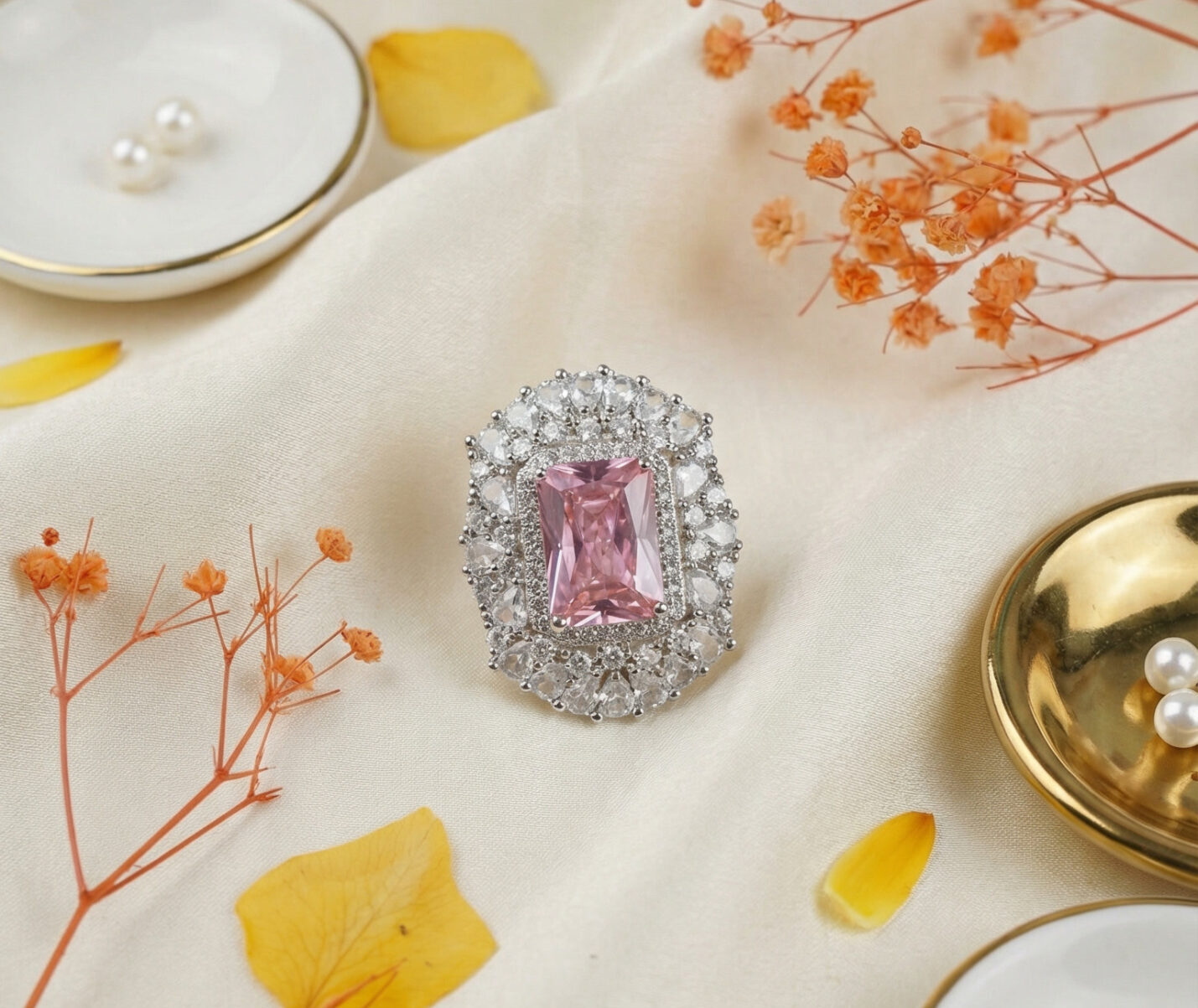 blush royale halo ring