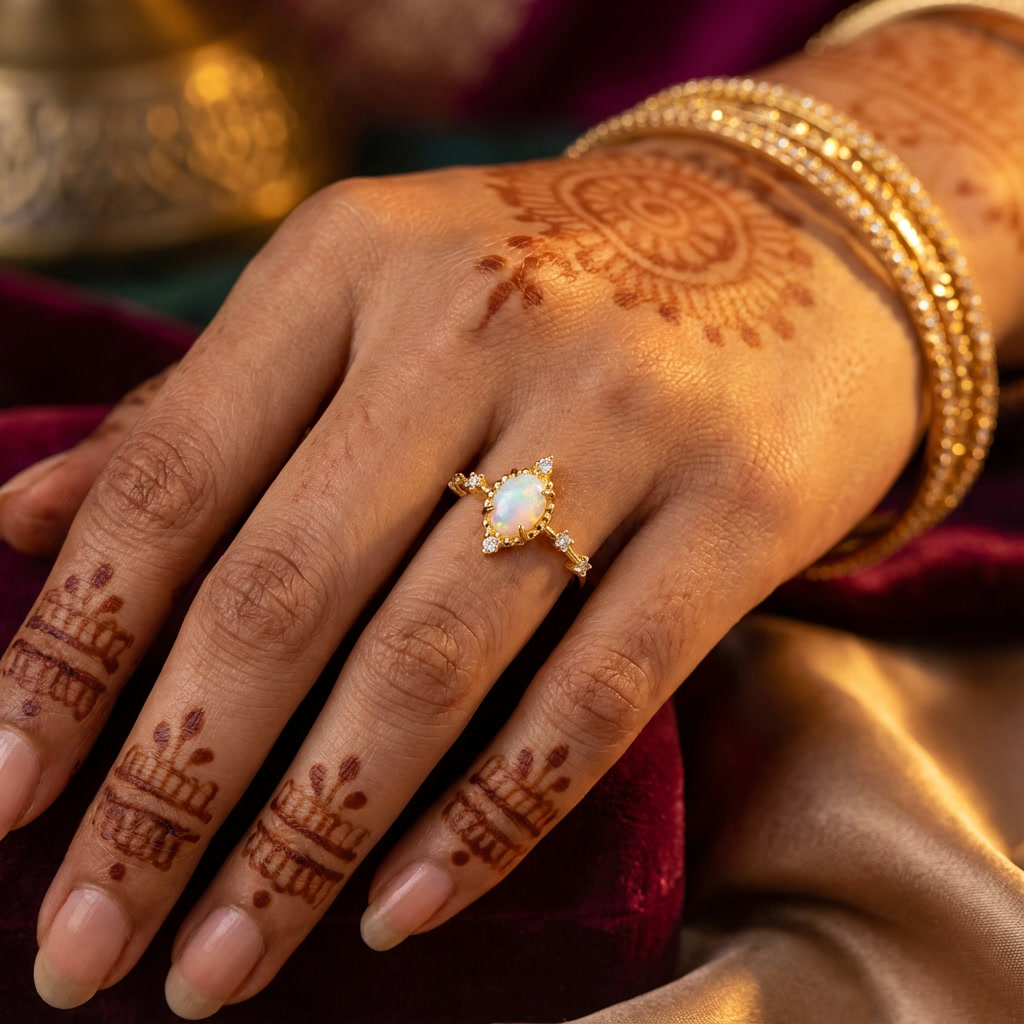 moonlit blossom opal ring – a glow of elegance in every moment