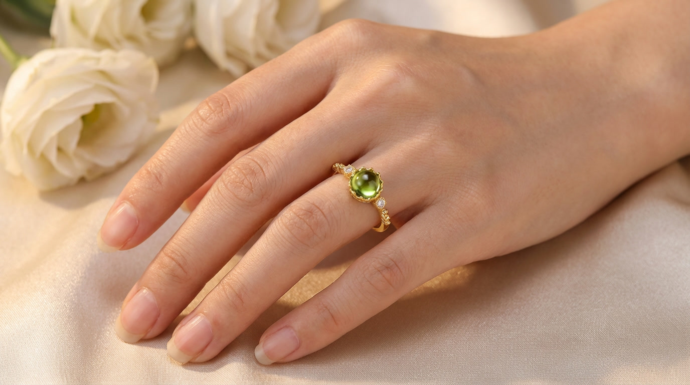 💍925 silver peridot aura promise ring