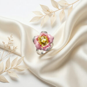 celeste halo brilliance ring – platinum plated zircon cluster statement ring for women