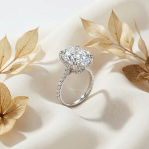 celeste halo brilliance ring – platinum plated zircon cluster statement ring for women