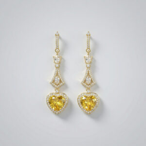 golden heart radiance drop earrings – 18k gold plated yellow zircon elegance