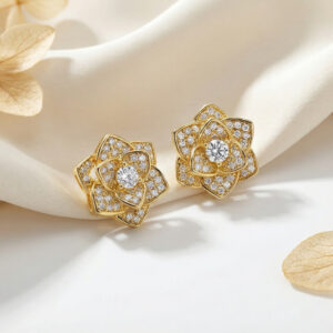 radiant bloom floral zircon stud earrings