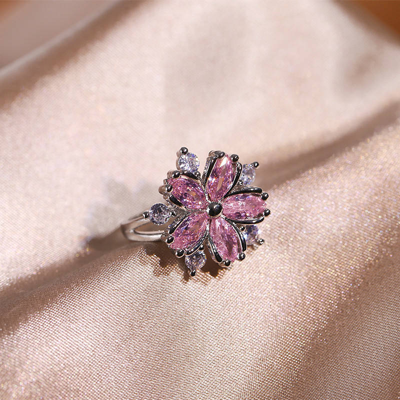 blossom radiance pink zircon flower necklace – platinum plated trendy charm for women blossom radiance pink zircon flower necklace – platinum plated trendy charm for women