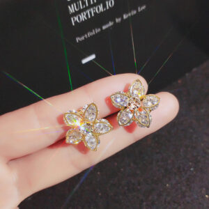 golden bloom spark studs – 18k gold plated flower earrings with 3a zircon brilliance