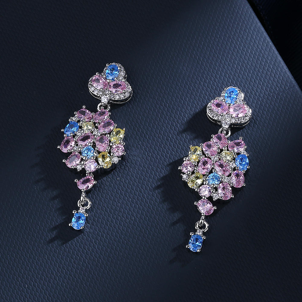 aurora garden luxe drops – platinum plated multicolor zircon statement earrings aurora garden luxe drops – platinum plated multicolor zircon statement earrings