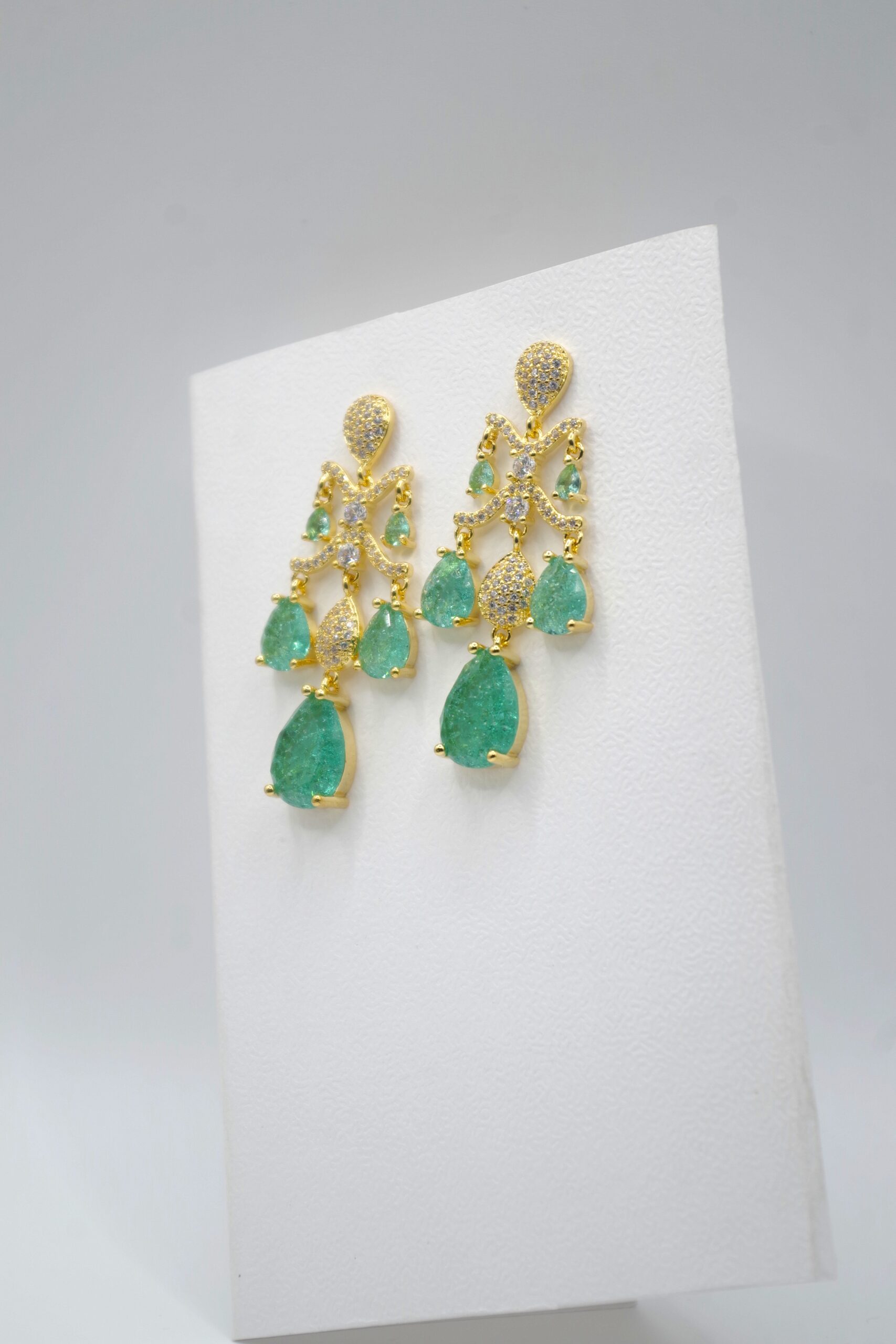 emerald cascade luxe drops – vintage inspired platinum plated zircon tassel earrings emerald cascade luxe drops – vintage inspired platinum plated zircon tassel earrings