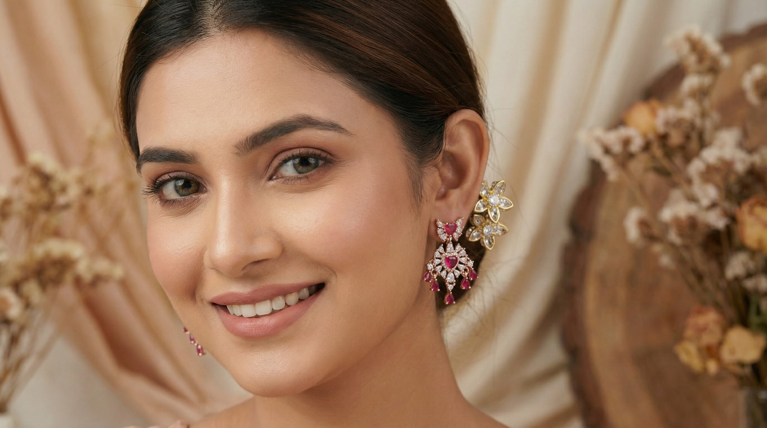 crimson royale sparkle drops – rose gold plated red zircon