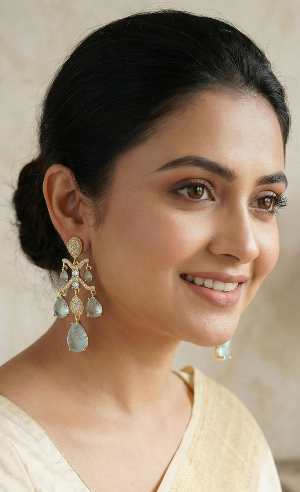 emerald cascade luxe drops – vintage inspired platinum plated zircon tassel earrings