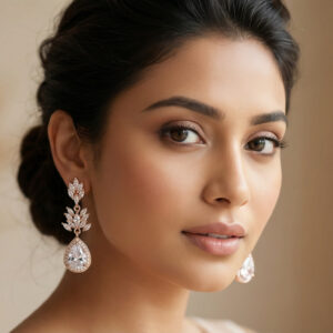 aurora teardrop sparkle earrings – platinum plated geometric zircon drops