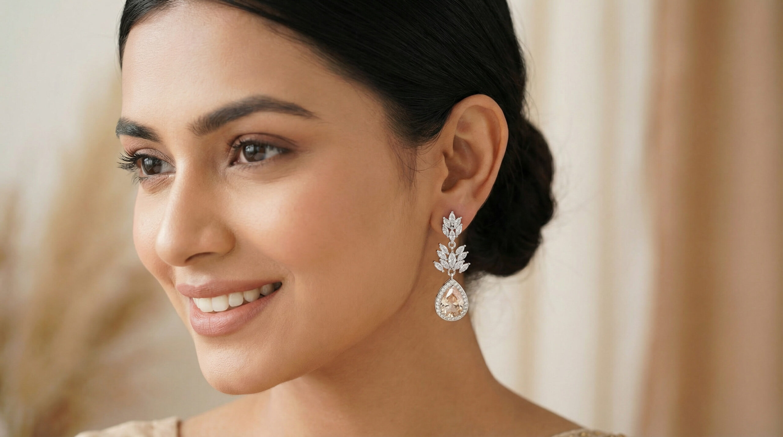 aurora teardrop sparkle earrings – platinum plated geometric zircon drops