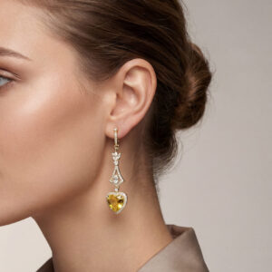golden heart radiance drop earrings – 18k gold plated yellow zircon elegance