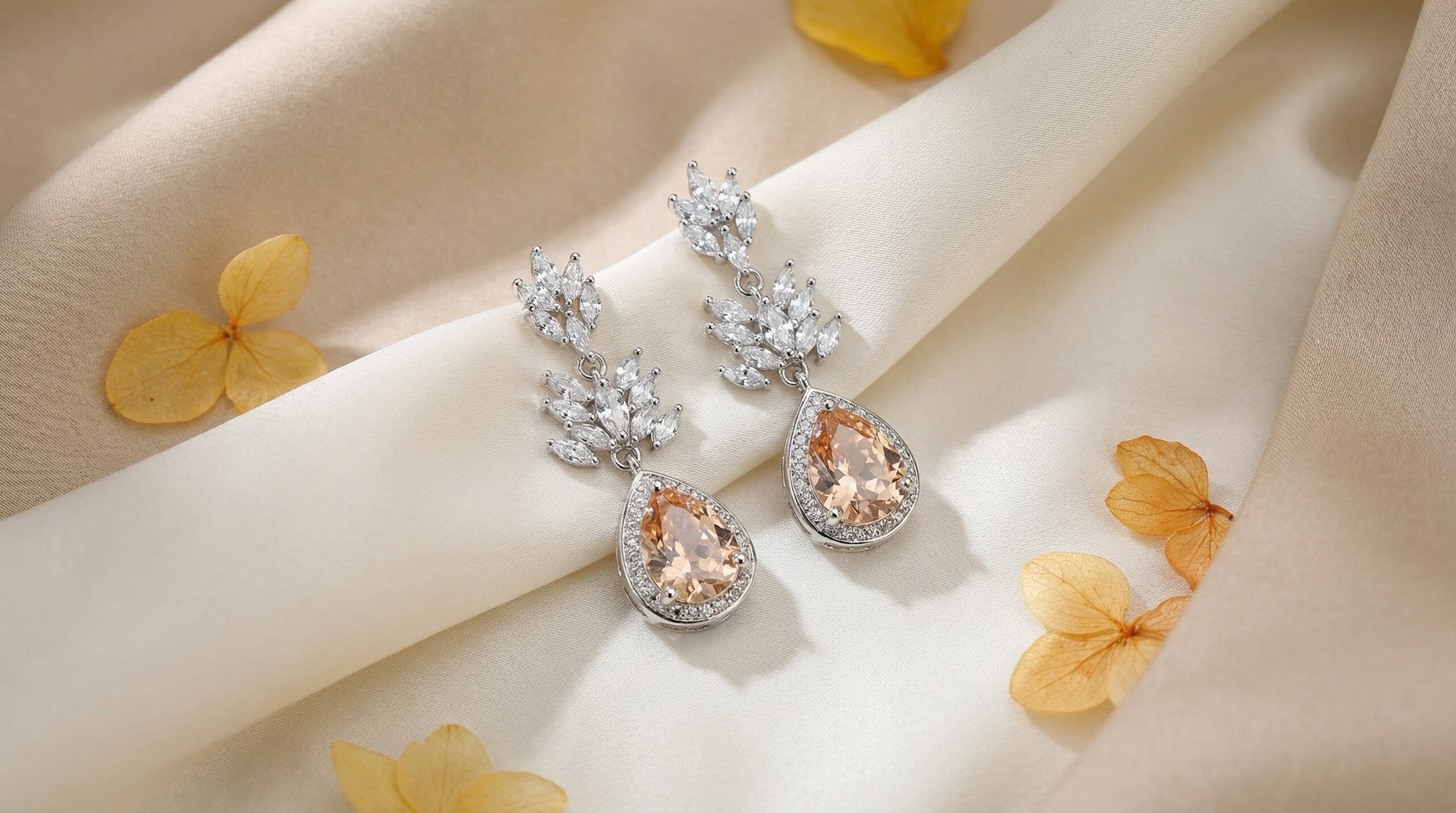 aurora teardrop sparkle earrings – rose gold plated geometric zircon drops
