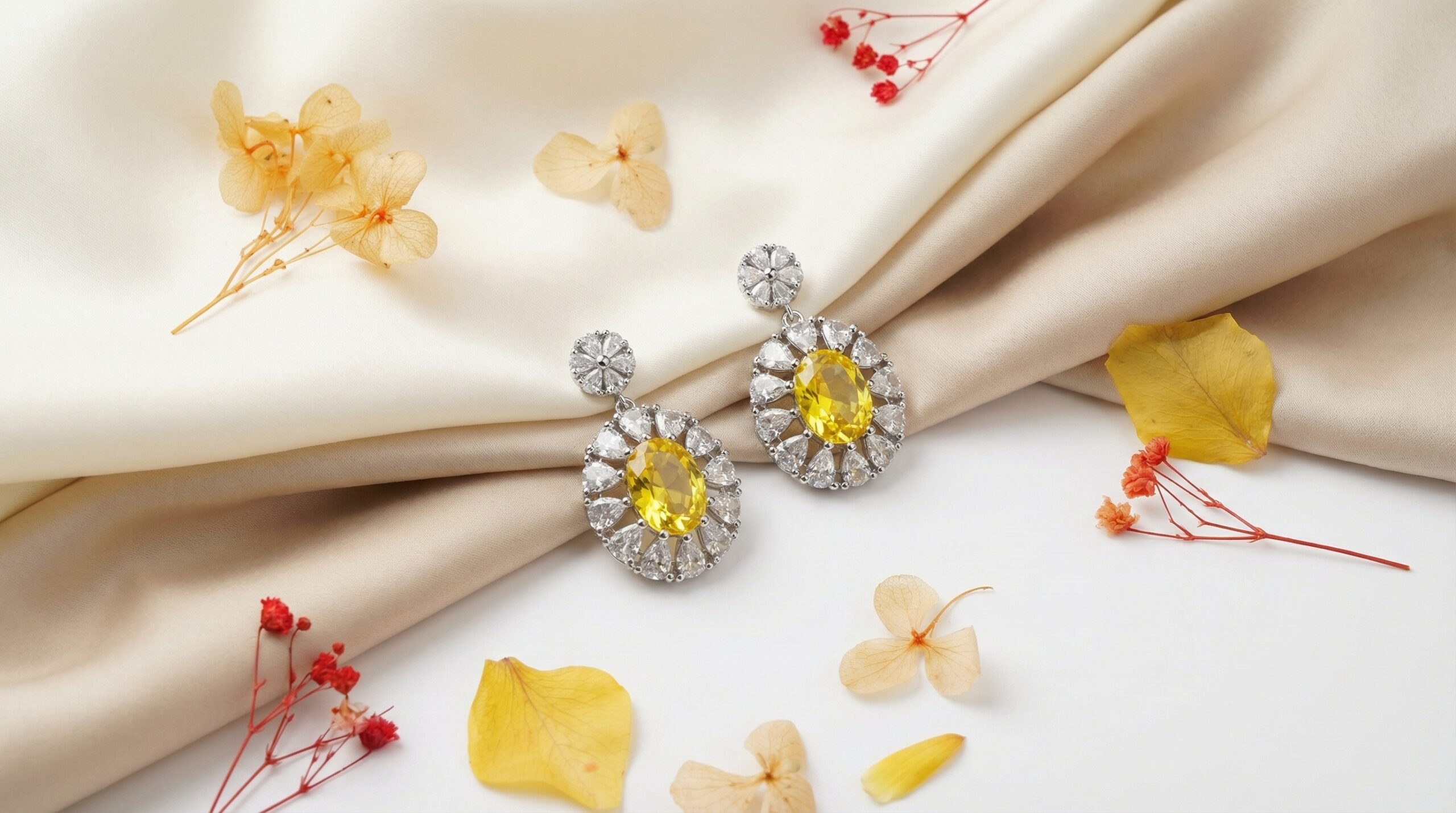 aurora bloom multicolor zircon drop earrings – 18k gold plated luxury sparkle