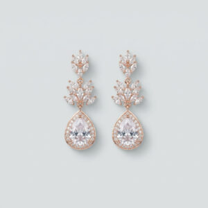 aurora teardrop sparkle earrings – rose gold plated geometric zircon drops
