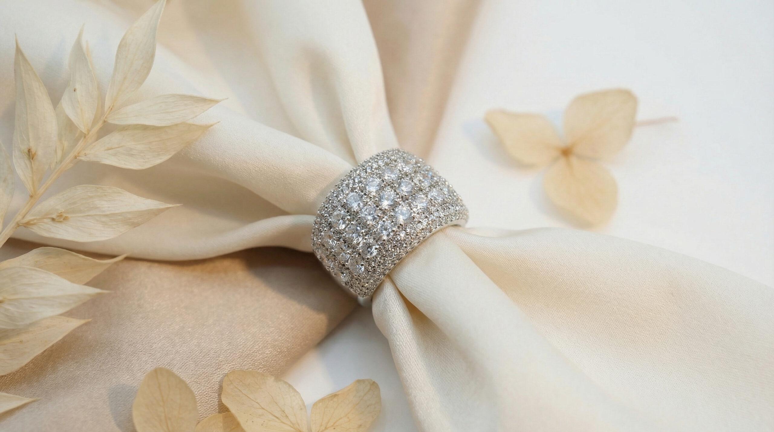 celestial pavé eternity band ring – platinum plated zircon brilliance for women