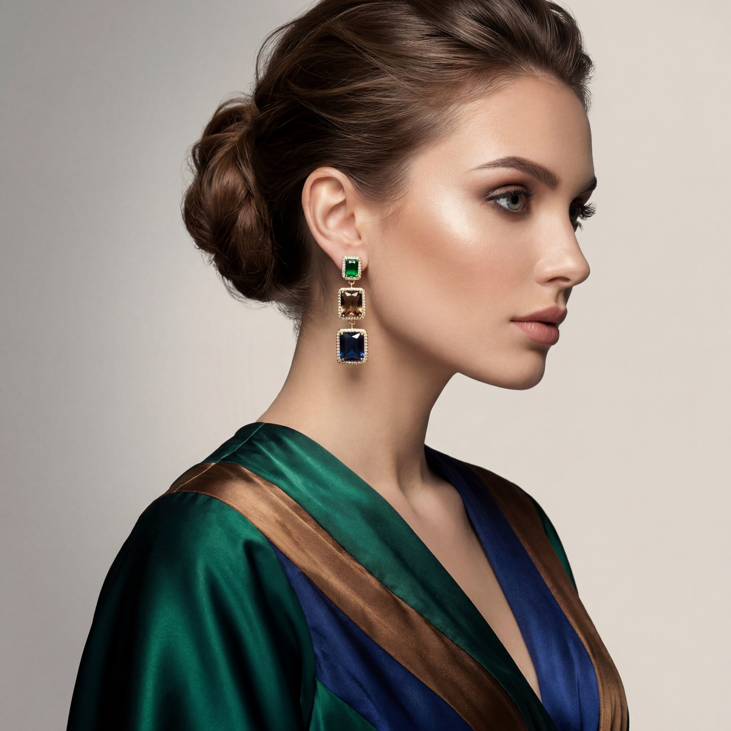 aurora prism luxe drops – 18k gold plated multicolor zircon geometric statement earrings