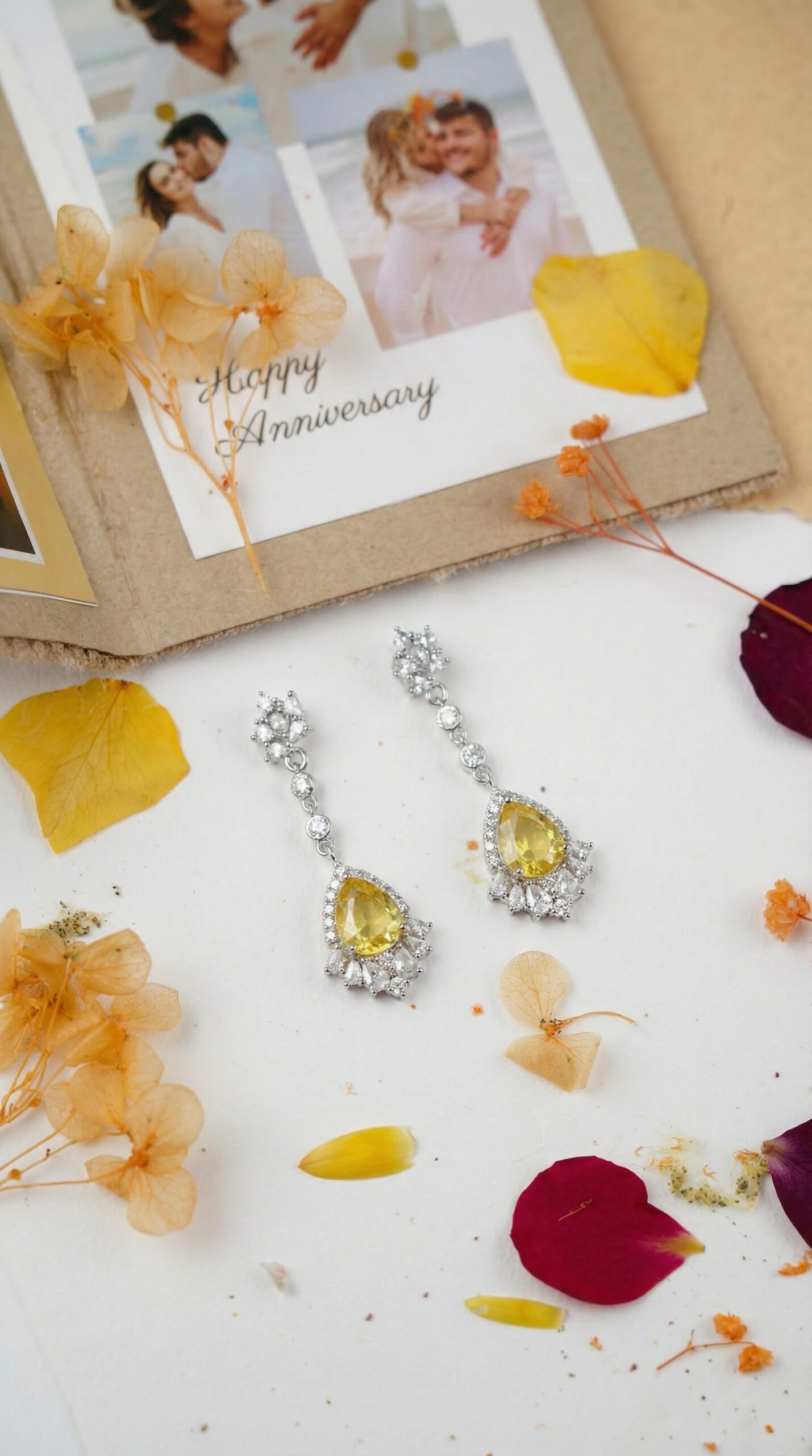 golden aura radiance drops – platinum plated oval yellow zircon elegance earrings