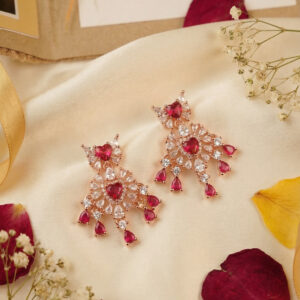 crimson royale sparkle drops – rose gold plated red zircon