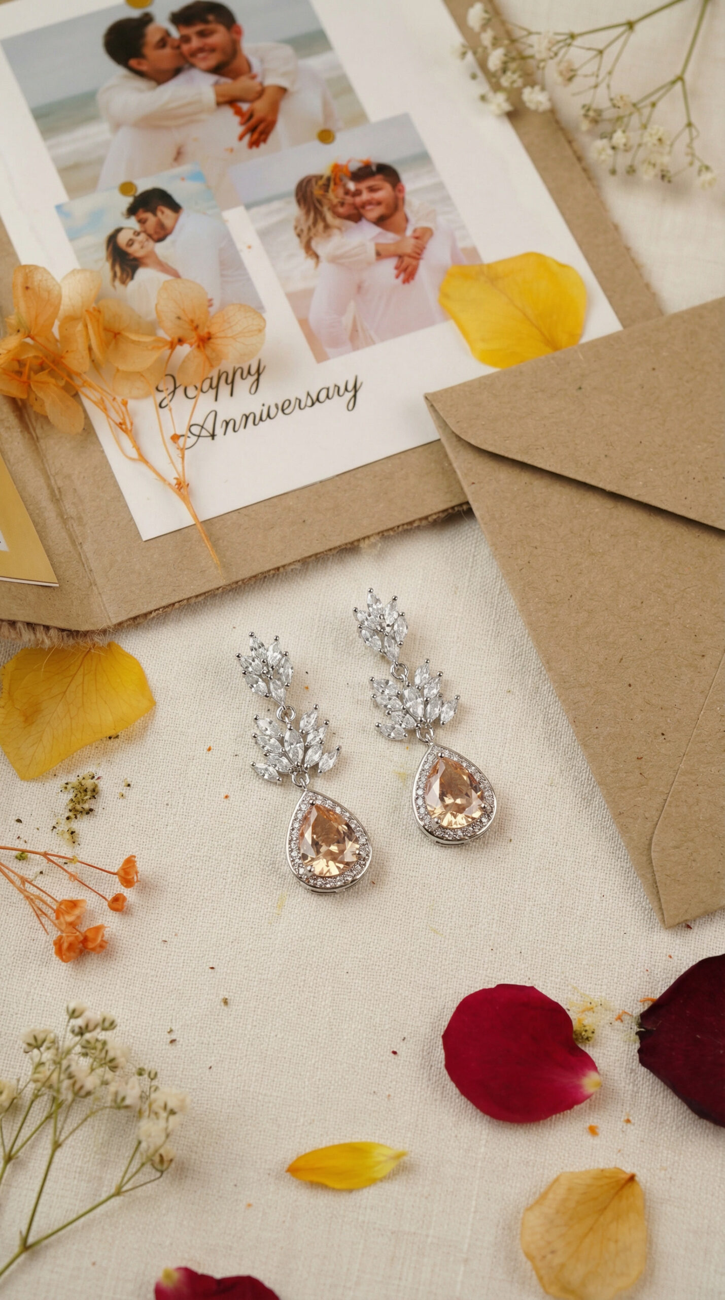 aurora teardrop sparkle earrings – rose gold plated geometric zircon drops (copy)