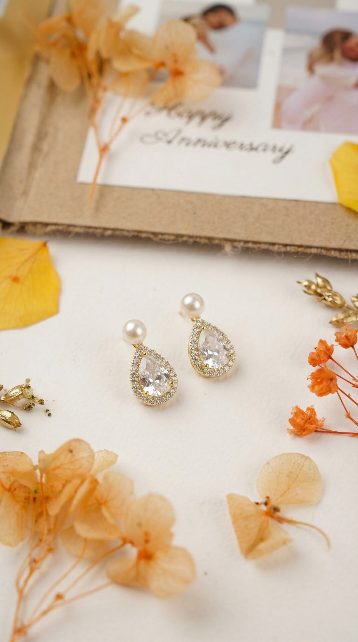 925 silver natural freshwater pearl & zircon in gold plated