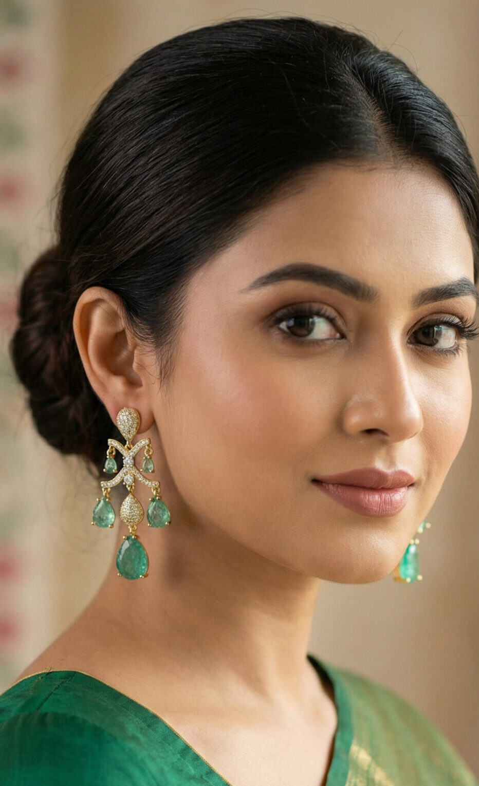 emerald cascade luxe drops – vintage inspired platinum plated zircon tassel earrings