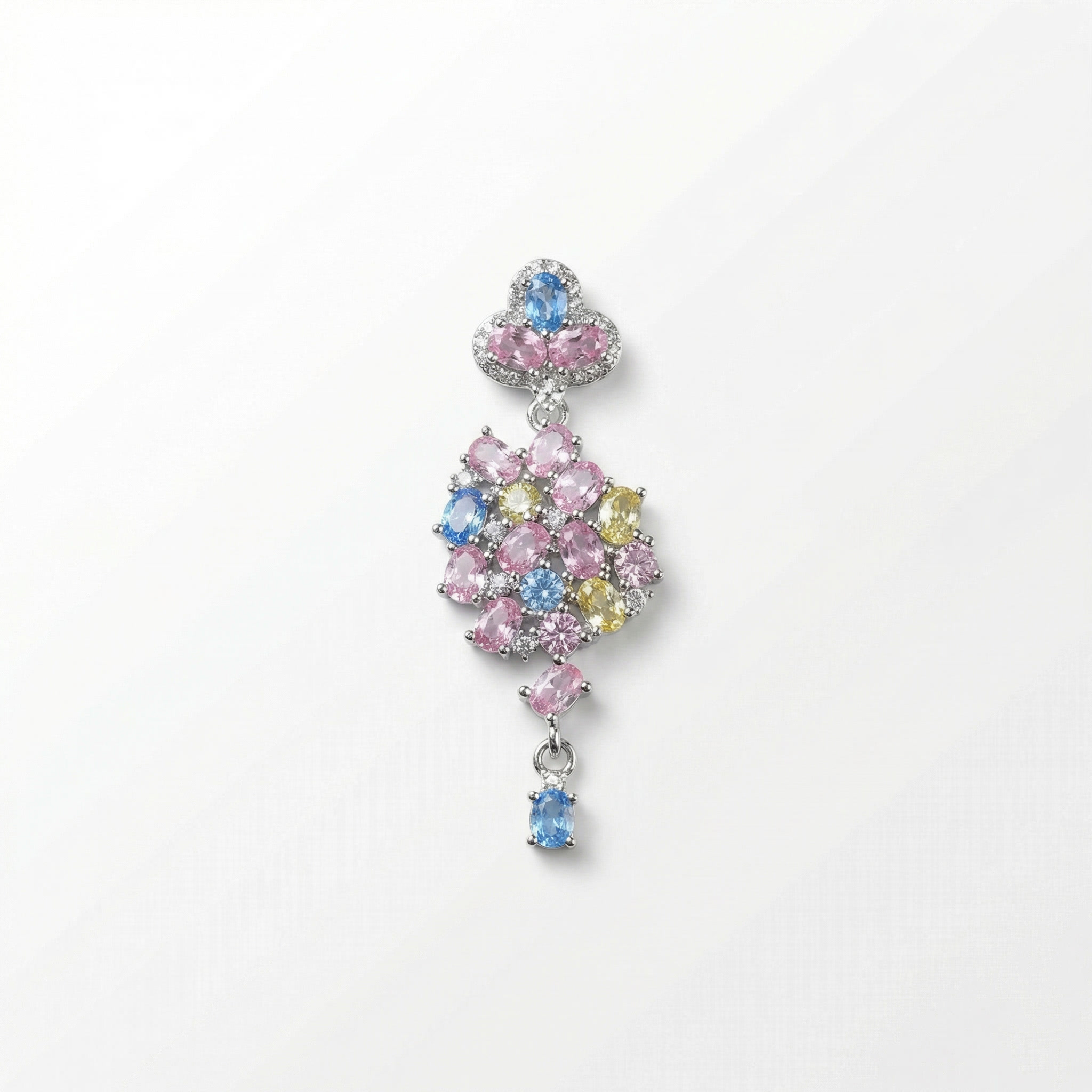 aurora garden luxe drops – platinum plated multicolor zircon statement earrings