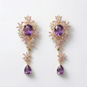 royal bloom elegance drops – 18k gold plated floral tassel earrings with 3a zircon