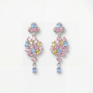aurora garden luxe drops – platinum plated multicolor zircon statement earrings