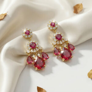 aurora bloom multicolor zircon drop earrings – 18k gold plated luxury sparkle