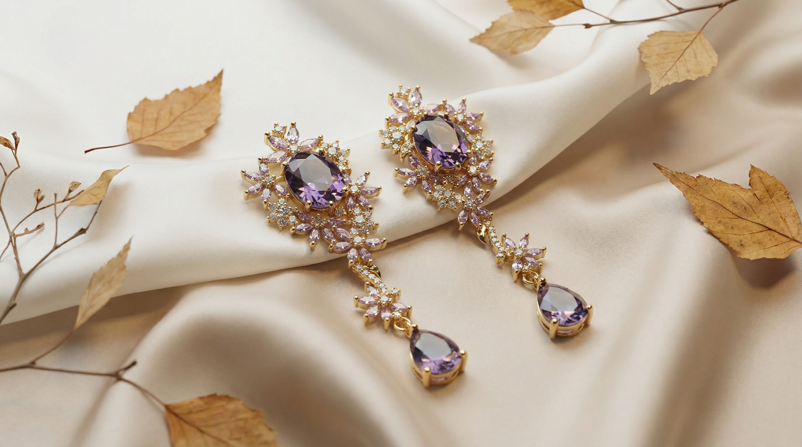aurora bloom multicolor zircon drop earrings – 18k gold plated luxury sparkle