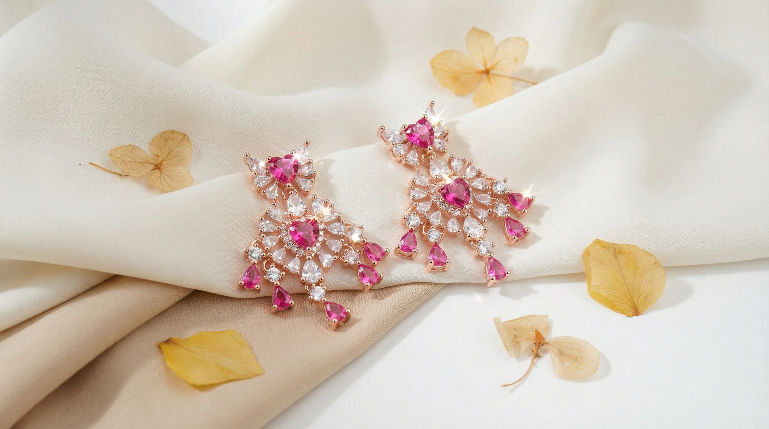 aurora bloom multicolor zircon drop earrings – 18k gold plated luxury sparkle