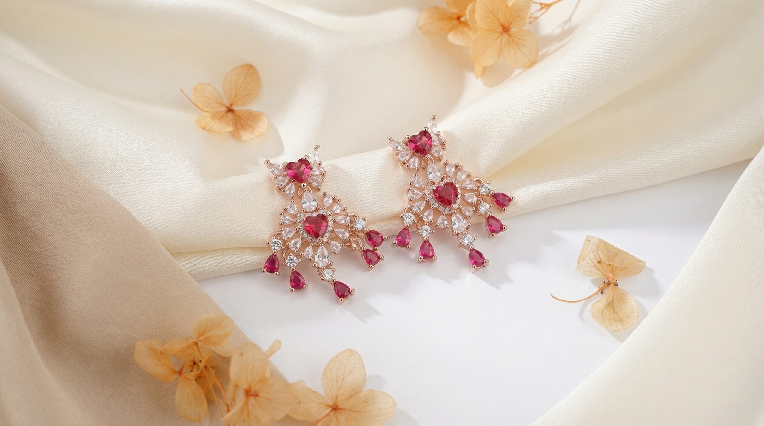 aurora bloom multicolor zircon drop earrings – 18k gold plated luxury sparkle