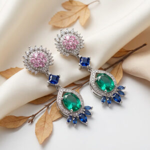 aurora prism luxe drops – 18k gold plated multicolor zircon statement earrings