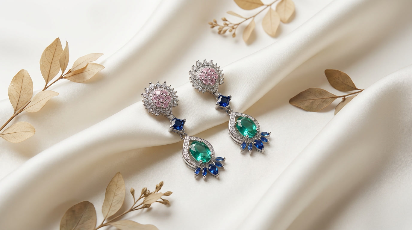 aurora prism luxe drops – 18k gold plated multicolor zircon statement earrings