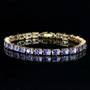 golden radiance emerald cut cz tennis bracelet – 18k gold plated elegance with extension clasp (copy)